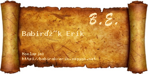Babirák Erik névjegykártya